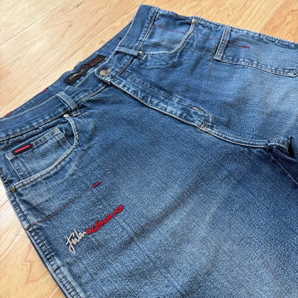 Vintage FUBU The Collection Denim Jorts Cargo Shorts Size 34 Y2K
